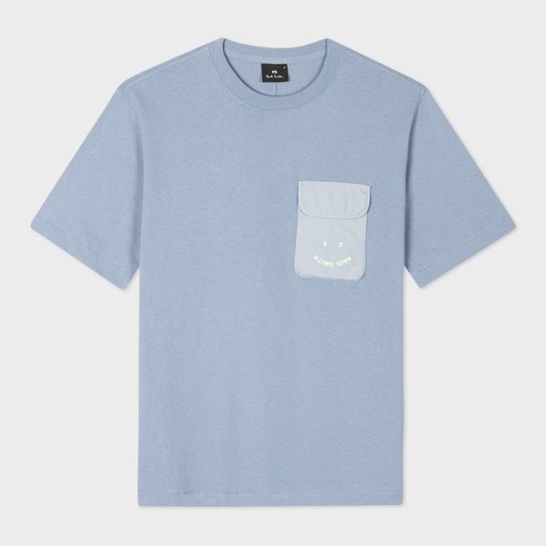 Sky Blue 'Happy' Pocket T-Shirt