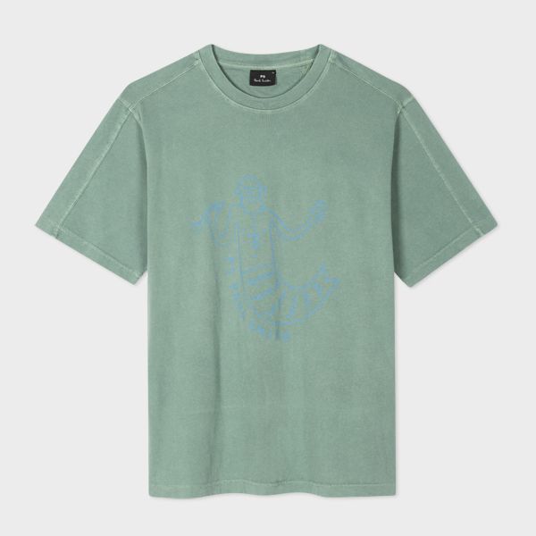 Teal Cotton 'Merman' T-Shirt