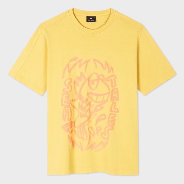 Yellow Cotton 'Sea Tales' Print T-Shirt