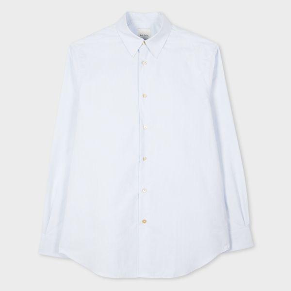Light Blue Fine Stripe Cotton Shirt