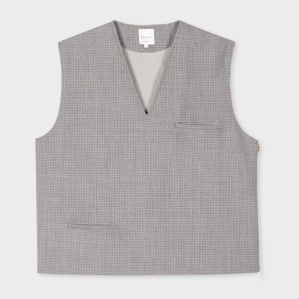 Grey Wool Gingham Vest