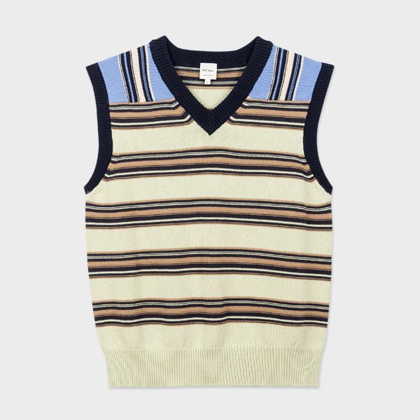 Mix-Up Stripe Cotton-Blend Knitted Vest
