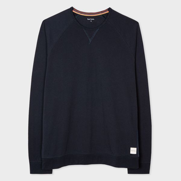 Navy Jersey Cotton Long-Sleeve Lounge Top