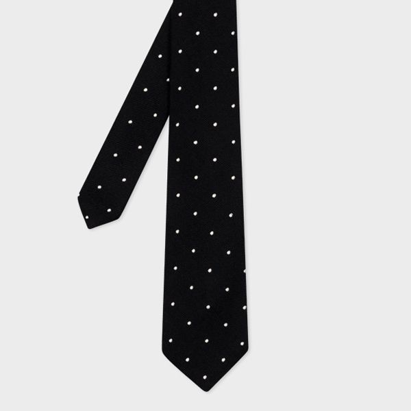Black Polka Dot Silk-Blend Tie
