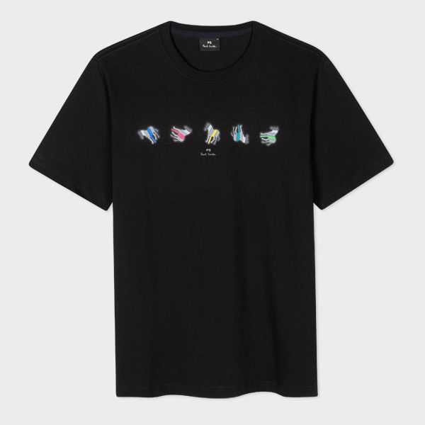 Black 'Repeating Zebra' Print T-Shirt