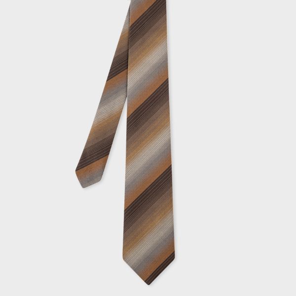 Brown Silk Ombre Stripe Tie
