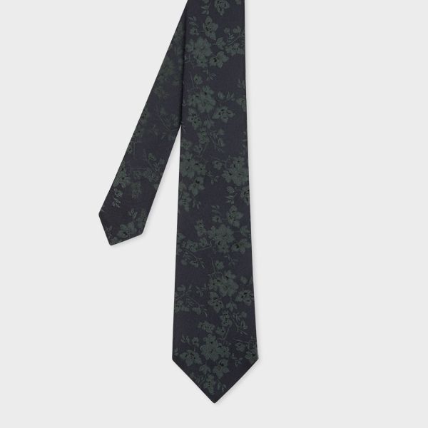 Dark Navy Floral Silk Tie