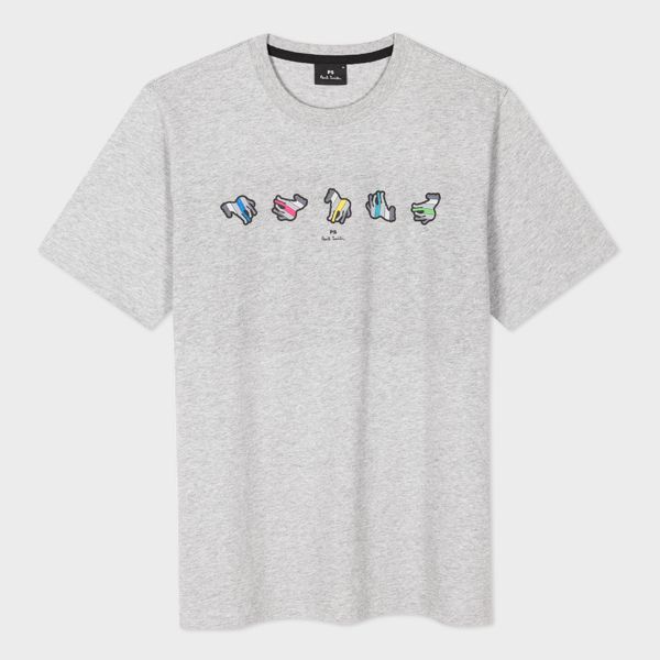 Grey Marl 'Repeating Zebra' Print T-Shirt