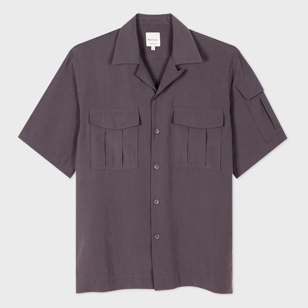 Casual-Fit Dark Grey Short-Sleeve Shirt