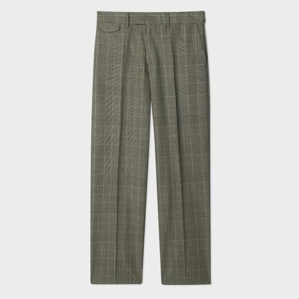 Pistachio Overdyed Check Wool-Mohair Trousers
