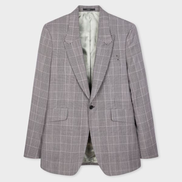 Lilac And Grey Overdyed Check Wool-Mohair Blazer