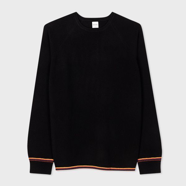 Black Merino Wool 'Artist Stripe' Lounge Sweater