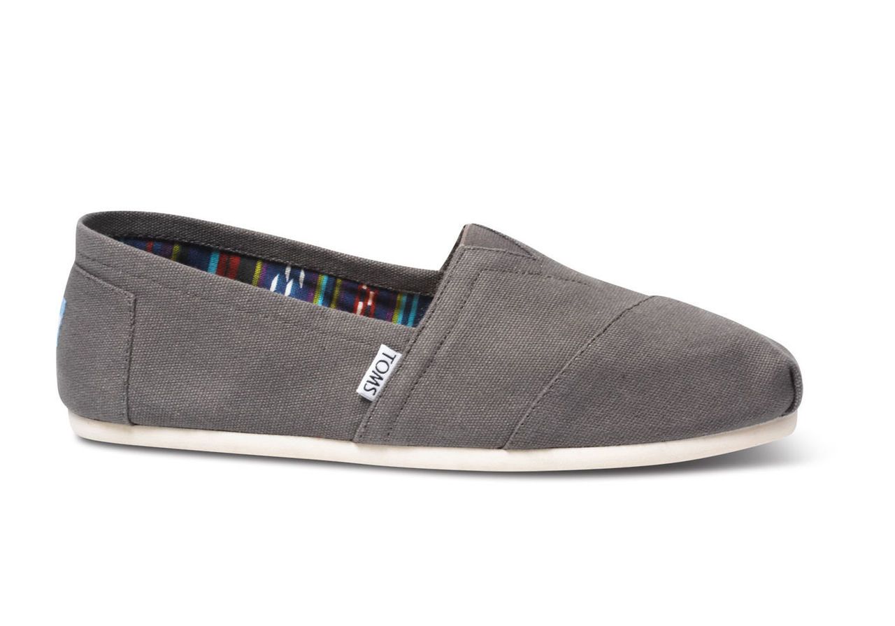 TOMS Grey Canvas Men's Classics Slip-On Shoes - Size UK9