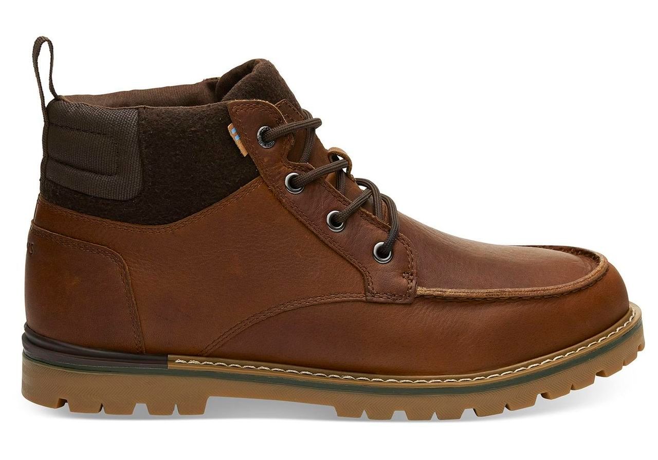 TOMS Waterproof Peanut Brown Leather Men's Hawthorne Boots - Size UK8.5