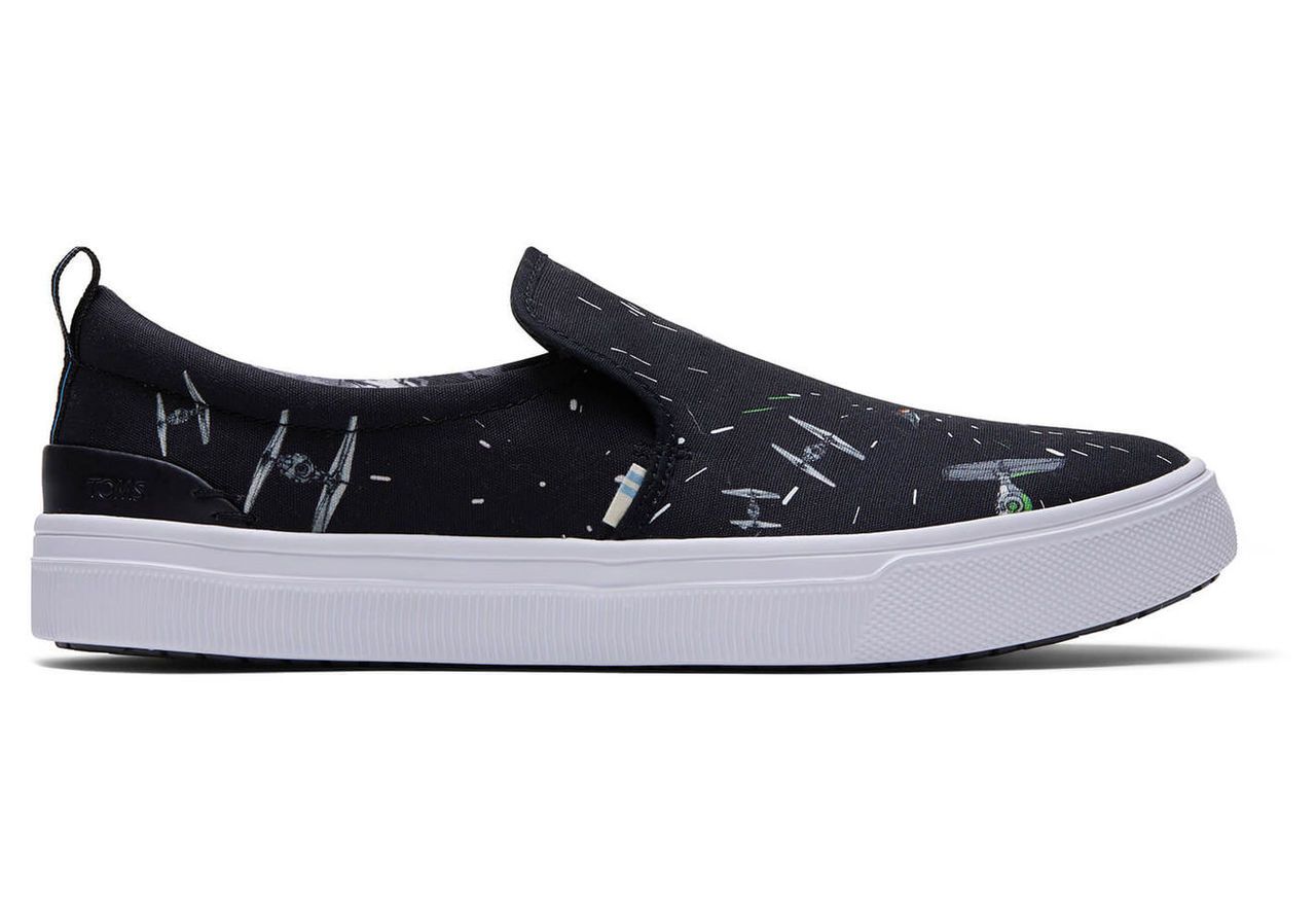 TOMS Black Star Wars Space Print Mens Trvl Lite Slip-Ons Shoes - Size UK9.5