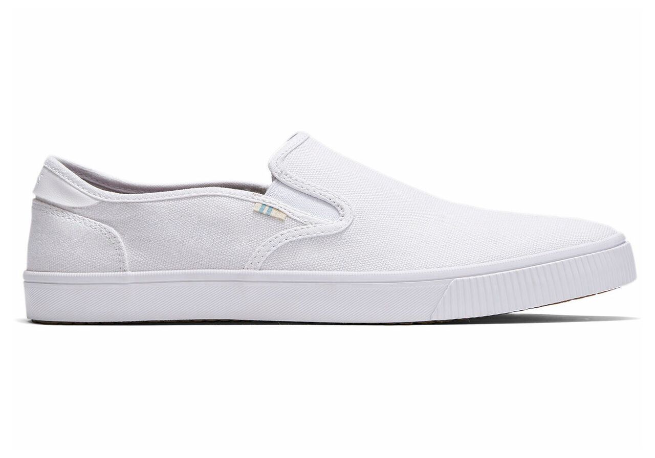 TOMS White Canvas Men's Baja Slip-Ons Topanga Collection Shoes - Size UK6