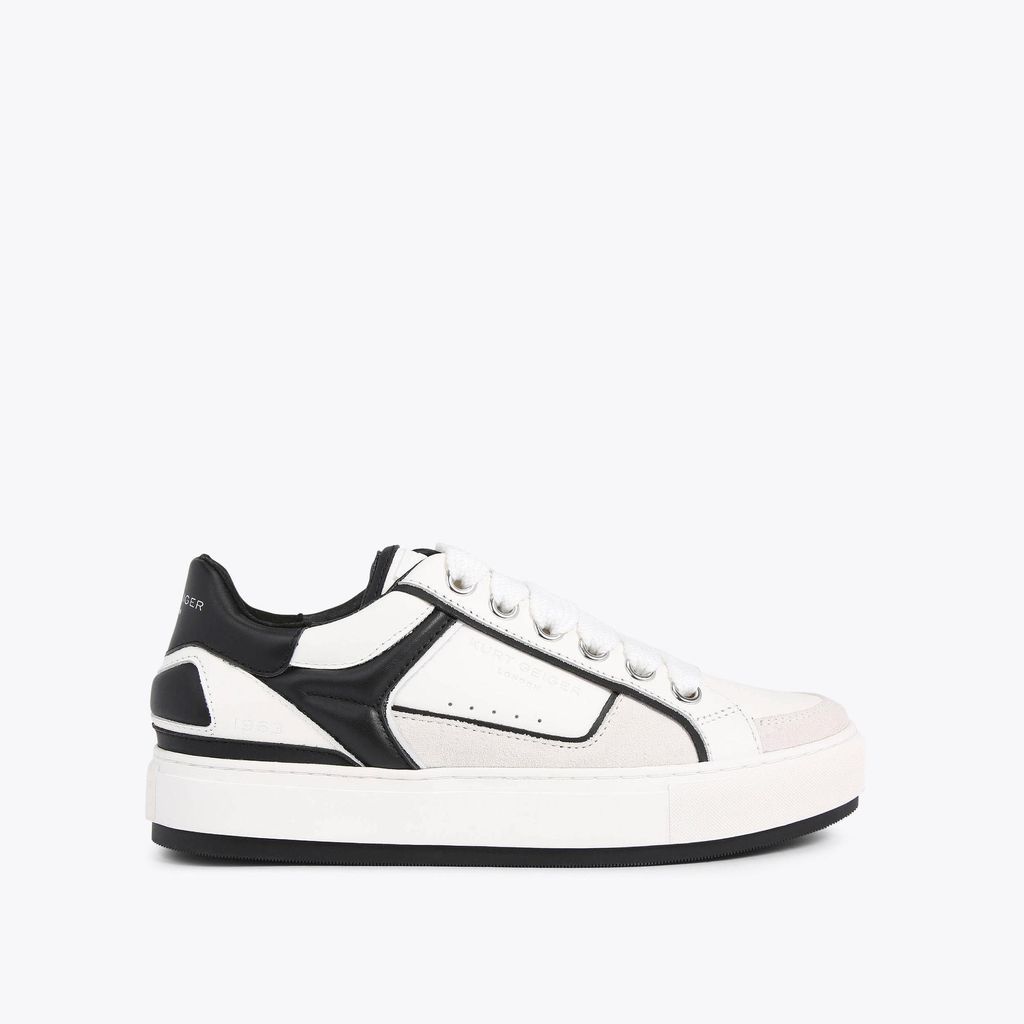 Men's Trainers White Black Suede Leather Southbank