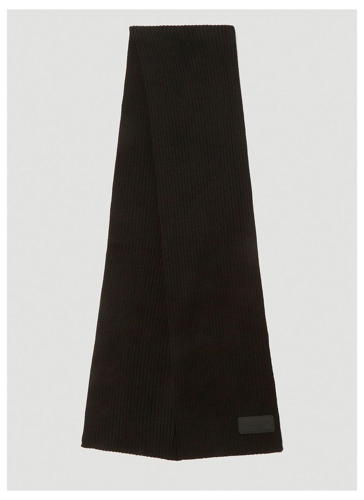 Prada Logo Ribbed Knit Scarf in Black size One Size