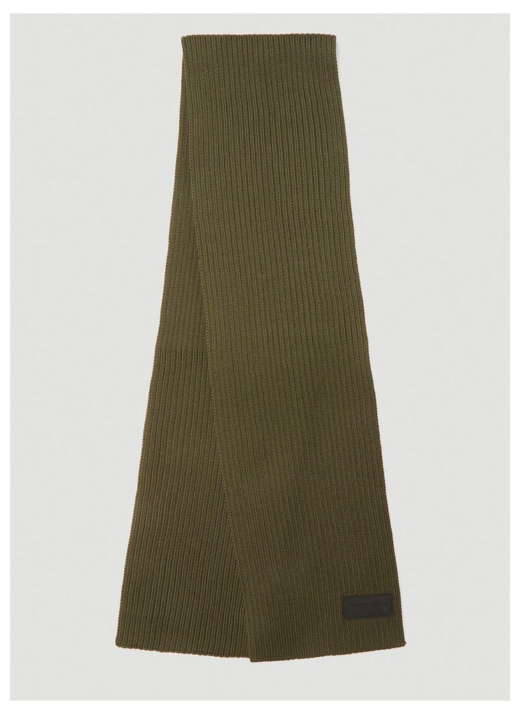 Prada Logo Ribbed Knit Scarf in Green size One Size