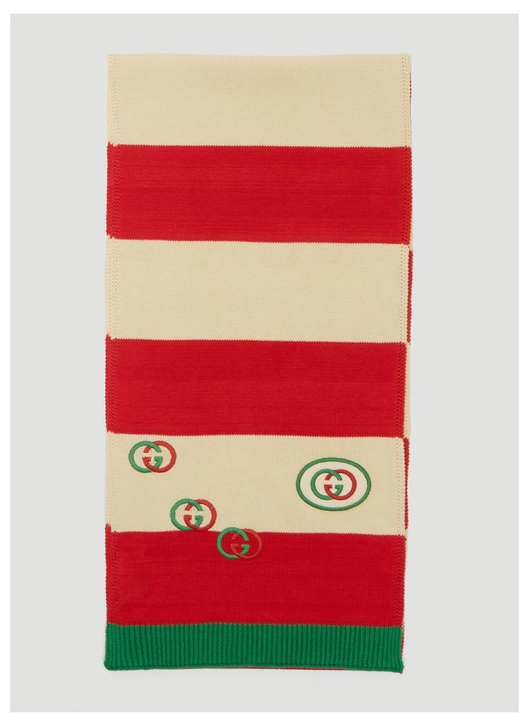 Gucci Stripe Logo Scarf in Red size One Size