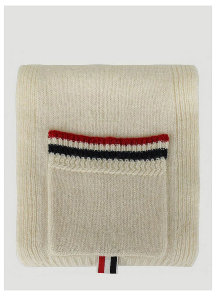 Thom Browne Shetland Wool Scarf in White size One Size