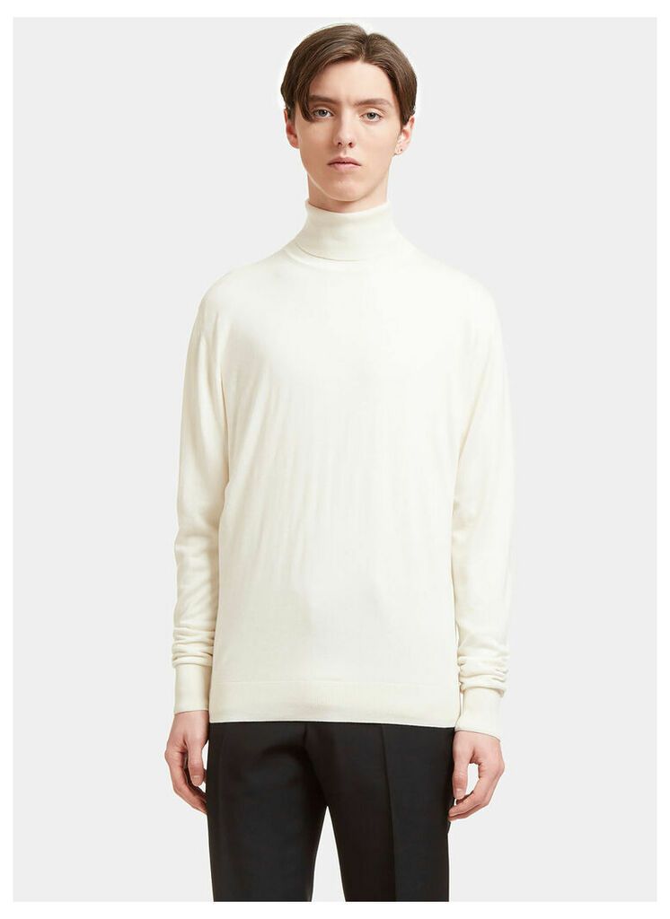 Aiezen AIEZEN Men's Cashmere and Silk Roll Neck Sweater in Milk size XXL