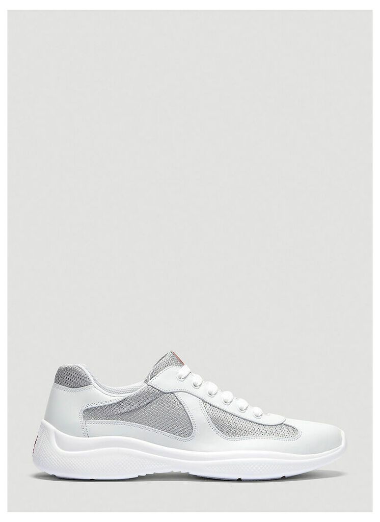 Prada Americas Cup Lace-Up Sneakers in White size UK - 10