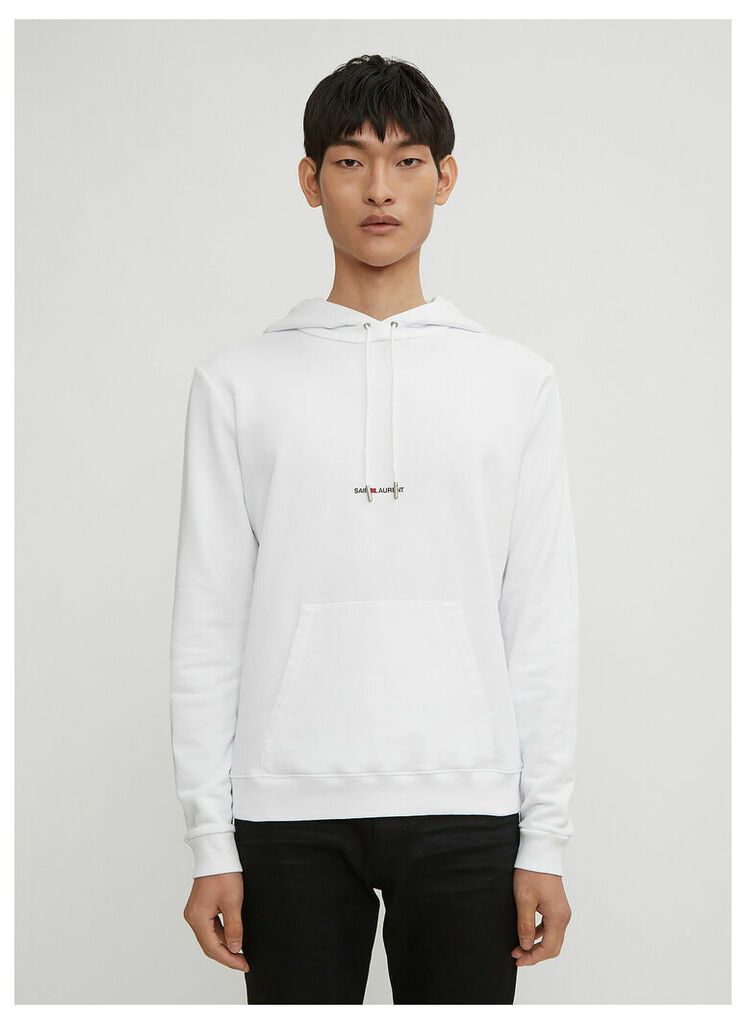 Saint Laurent Logo Print Hooded Sweater in White size S