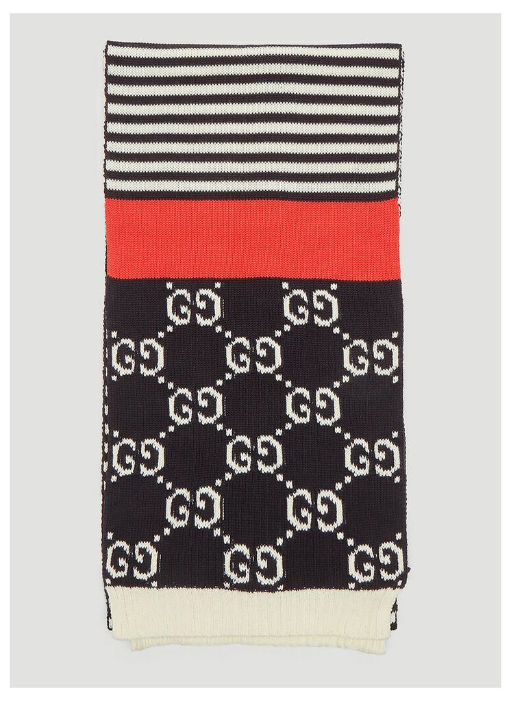 Gucci GG Jacquard Stripe Scarf in Navy size One Size
