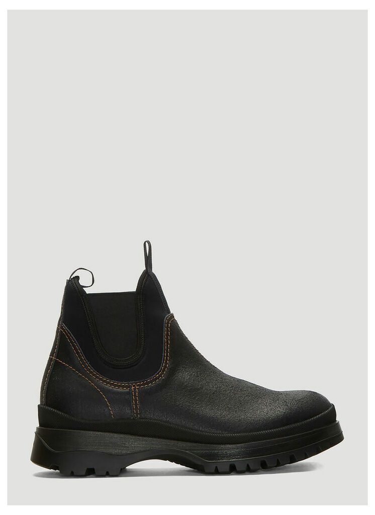 Prada Brixxen Leather and Neoprene Boots in Black size UK - 10