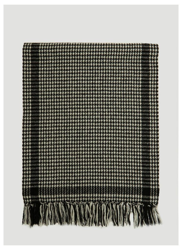 Saint Laurent Étole Pied de Poule Knit Scarf in Black size One Size