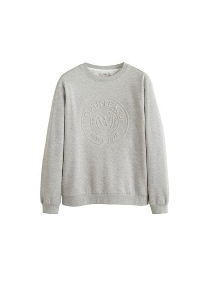 Embossed message cotton sweater