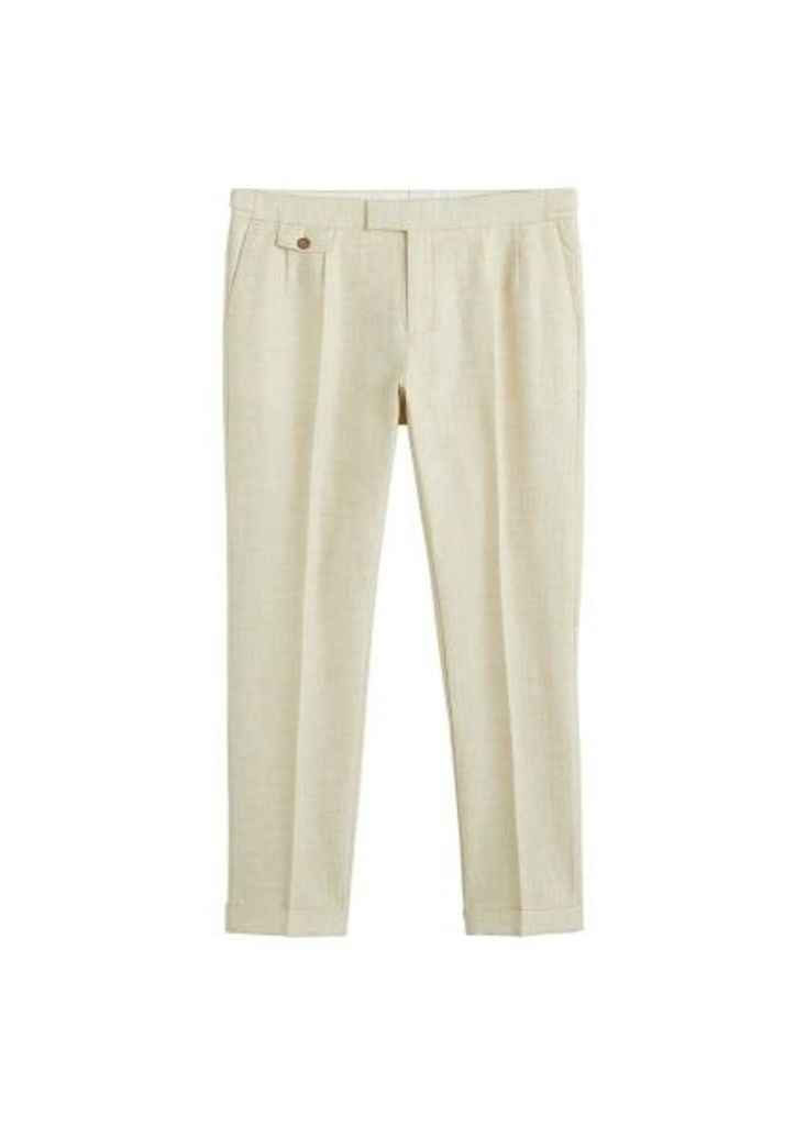 Regular-fit cotton linen trousers