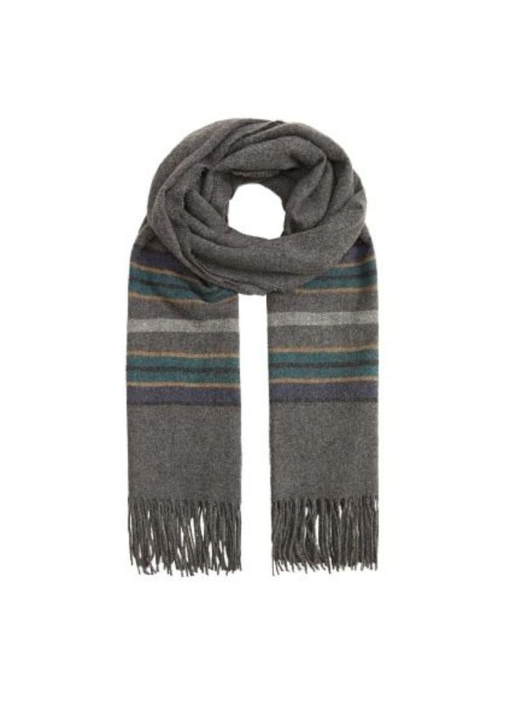 Striped wool-blend scarf