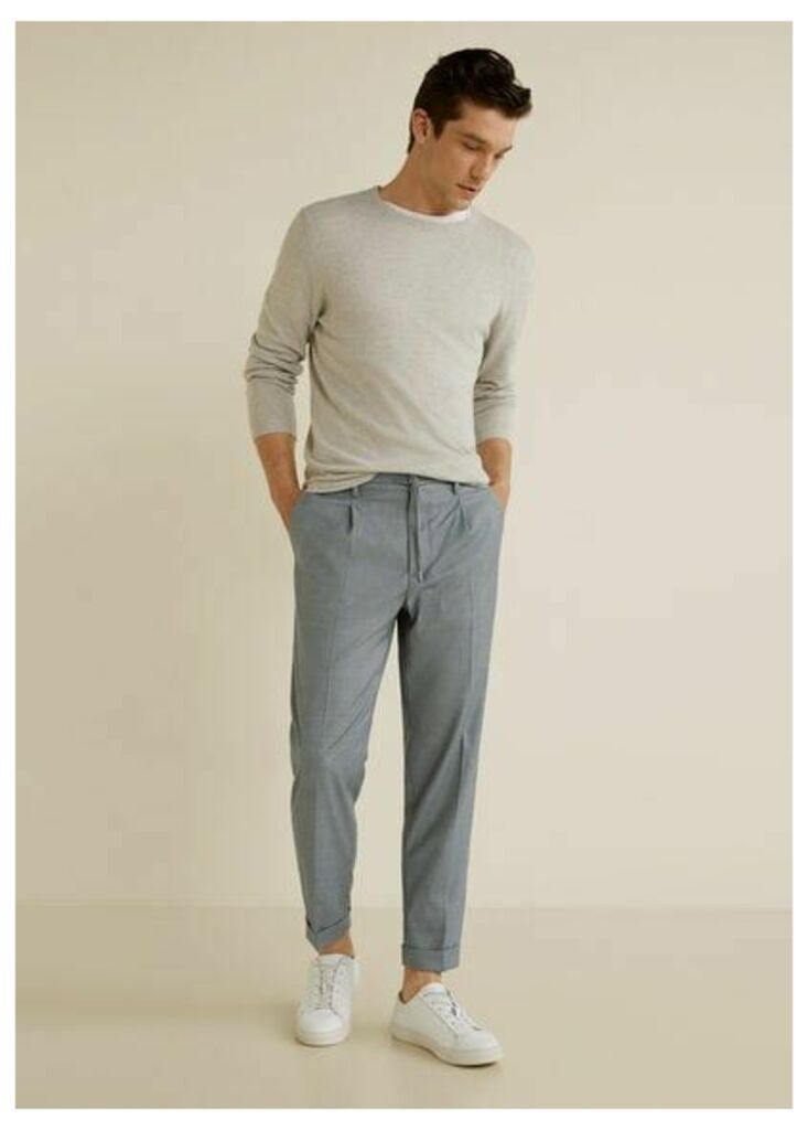 Regular fit cord pleated trousers