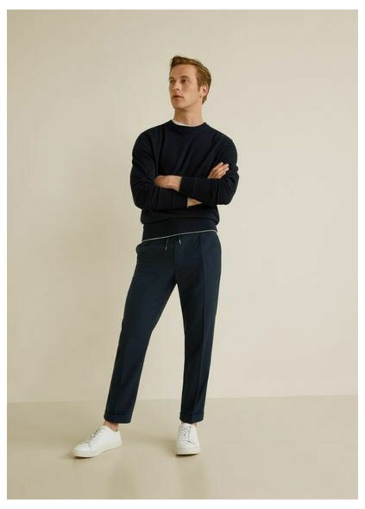 Regular fit cord pleated trousers