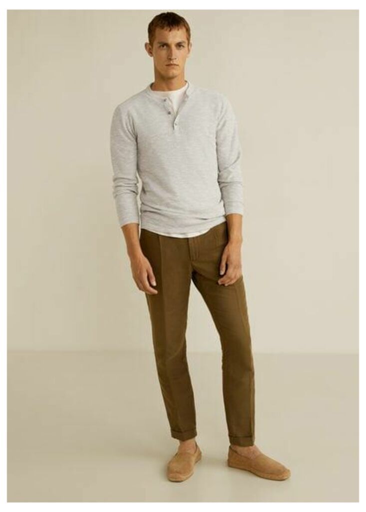 Flecked cotton linen-blend sweater