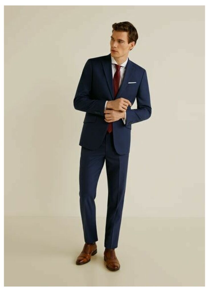 Regular fit microstructured suit trousers