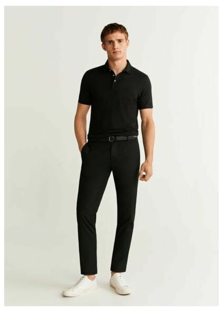 Slim fit cropped elastic waist trousers