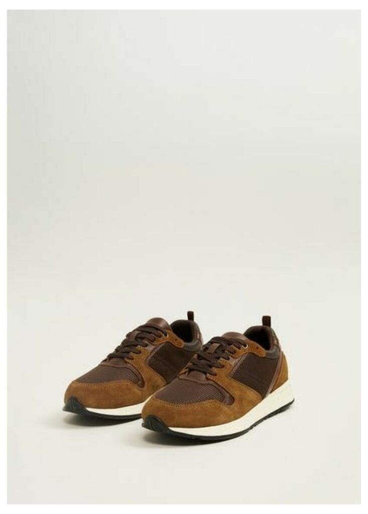 Suede mixed sneakers