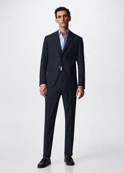 Slim fit check suit trousers night blue - Man - 30 - MANGO MAN