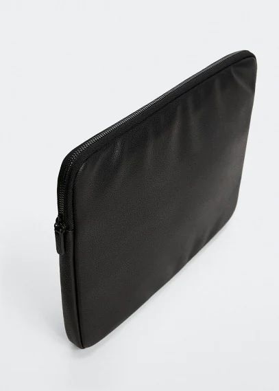 Leather-effect laptop case black - Man - One size - MANGO MAN