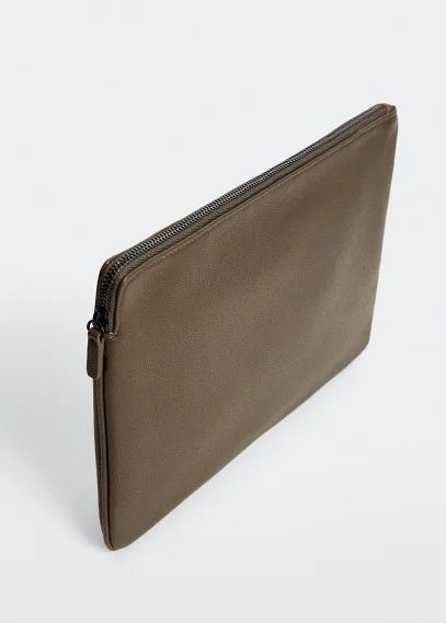 Leather-effect laptop case khaki - Man - One size - MANGO MAN