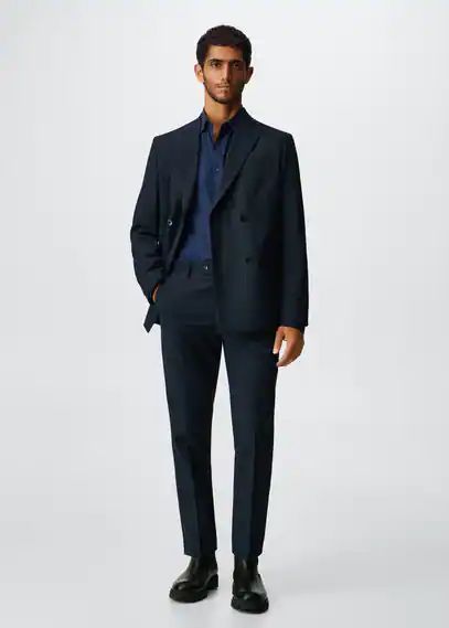 Slim fit suit trousers dark navy - Man - 28 - MANGO MAN