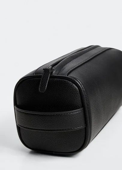 Leather-effect toiletry bag black - Man - One size - MANGO MAN