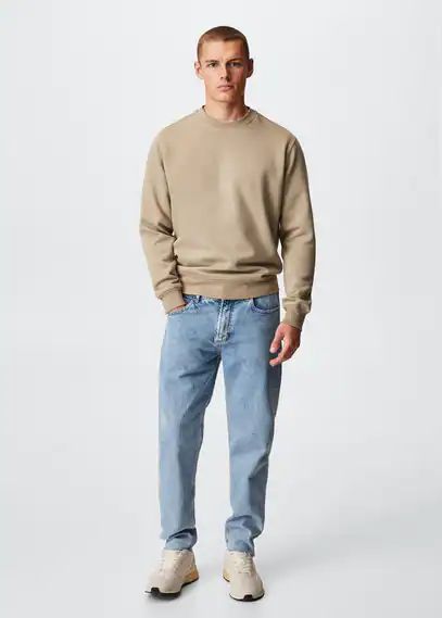 Plush cotton sweatshirt medium brown - Man - M - MANGO MAN