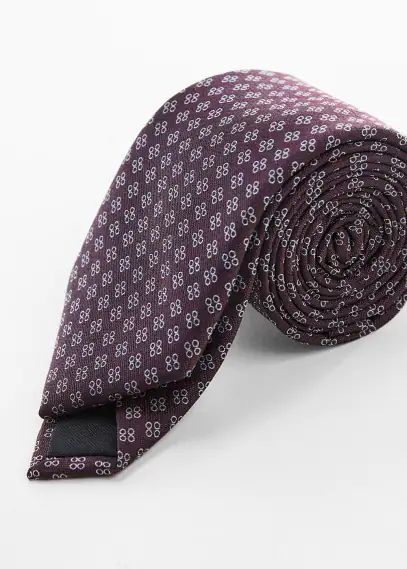 Geometric print tie burgundy - Man - One size - MANGO MAN