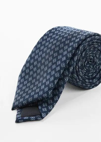 Geometric print tie navy - Man - One size - MANGO MAN