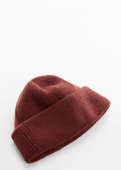 Short knitted hat leather - Man - One size - MANGO MAN