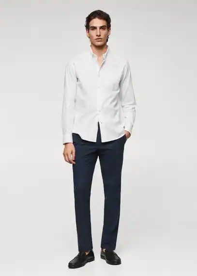 Regular fit Oxford cotton shirt white - Man - XS - MANGO MAN